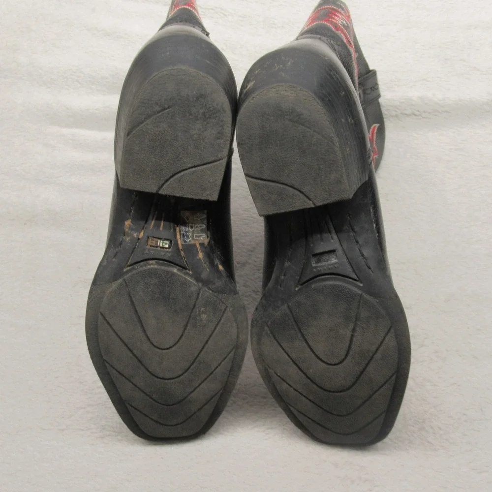 Ariat Western Boots Youth 4 Black Red Leather Cowboy Square‎ Toe Rodeo